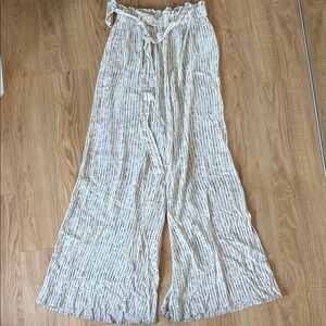Billabong Beige Striped Wide-Leg Pants